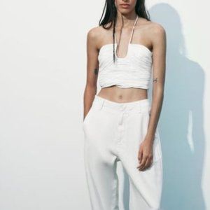 NWT ZARA DRAPED HALTER TOP XS